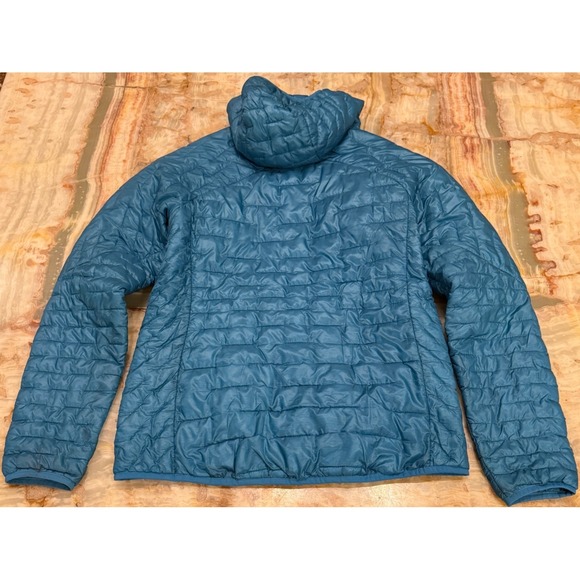 Patagonia Womens Nano Puff Hooded Jacket Blue Insulated Quilted Zip Pockets M - Picture 3 of 5